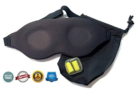 Magic Sleep: Premium Sleeping Mask and Ear Plug Set [One of the Best Blindfolds for Healthy Sleep on Airplanes with Memory Foam and Velcro]