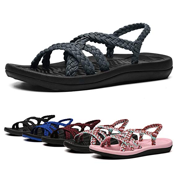 EAST LANDER Women's Comfortable Flat Walking Sandals with Arch Support Waterproof for Walking/Hiking/Travel/Wedding/Water Spot/Beach.