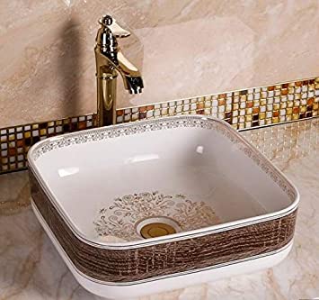 Ceramic Sinks (White with Brown)