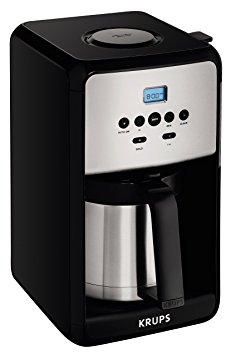 KRUPS ET351 SAVOY Programmable Thermal Stainless Steel Filter Coffee Maker Machine with Bold and 1-4 Cup Function, 12-Cup, Black