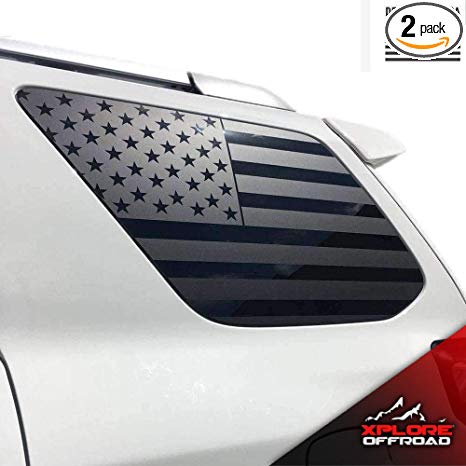 XPLORE OFFROAD - Toyota 4Runner | Precut USA Flag Window Decals | Matte Black American Vinyl for Rear Side Windows | Both Sides | 2010-2019 | Free Installation Tool … (2010-2019)