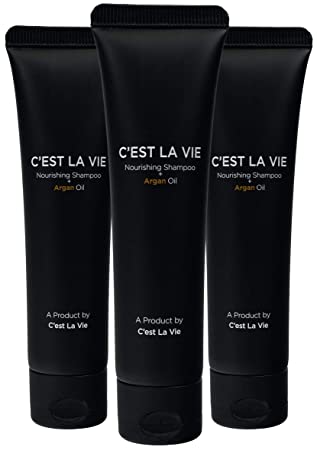 C'est La Vie Nourishing Shampoo   Argan Oil (50 Pack Bulk), Hotel Amenities for Guests & Travel, Paraben & Cruelty Free, Eco-friendly Individual Tubes, 40ml, 1.35 fl oz (Black)