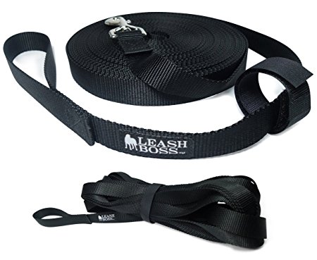 Leashboss Long Trainer - 1 Inch Nylon Long Dog Training Leash with Storage Strap