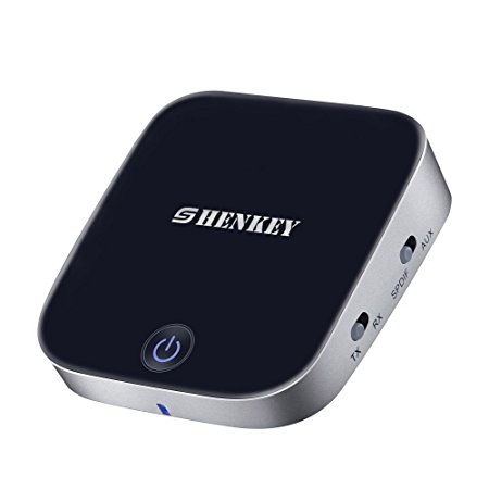 Bluetooth Transmitter / Receiver ,SHENKEY 2-in-1 Bluetooth 4.1 Receiver Transmitter Digital Optical Toslink / RAC Male Cable / 3.5mm Wireless Audio Adapter（aptX Low Latency） for TV / Home /Car