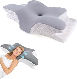 Cervical Pillow, FOME Slow Rebound Memory Foam Cervical Pillow for Neck Shoulder Pain Relief,Butterfly Shape Design Protect Cervical Vertebra Scientifically Ergonomic Pillow for Sleeping Neck Support