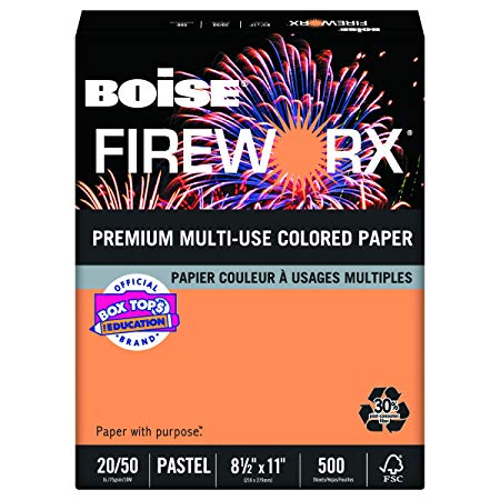 Boise Fireworx Color Copy/Laser Paper, 20 lb, Letter Size (8.5 x 11), Pumpkin Glow, 500 Sheets (MP2201-PKN)