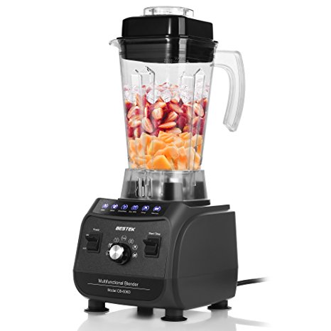 BESTEK 1500W Smoothie Blender 6 Pre-programmed Setting and Pulse Feature, Professional Commercial Blender for Protein Shakes, Frozen Fruit Drinks, 67Oz / 8 Cup (Black)