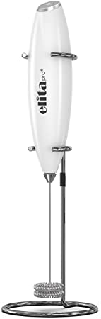 ULTRA HIGH SPEED MOTOR 19,000 RPM !, Milk Frother, With DOUBLE WHISK and STAND For quick preparation of Coffee foam, Cappuccino And Hot Chocolate (White)