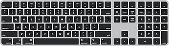 Apple Magic Keyboard mit Touch ID und Ziffernblock: Bluetooth, wiederaufladbar. Kompatibel mit Mac Computern Chip; Englisch (USA), Schwarze Tasten