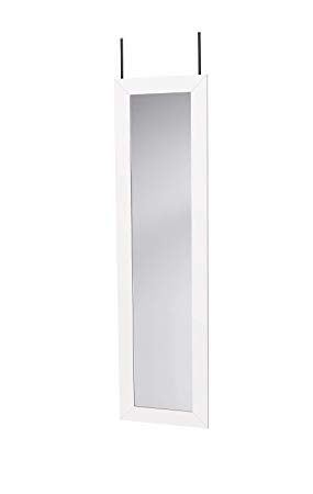 Mirrotek Jumbo Wide Frame Over The Door Wall Mounted or Floor Leaning Mirror 18" x 66", White