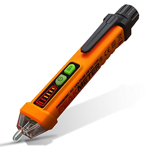 Non-Contact Voltage Tester 12-1000V Voltage Meter Led Flashlight and Live Wire AC Volt Current Sensor (Orange)