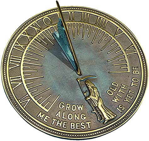 Rome RM2345 Brass Father Time Sundial with Verdigris Highlights