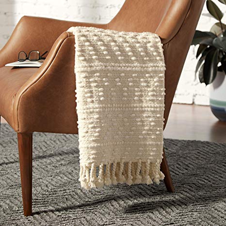 Rivet Contemporary Raised-Texture Throw Blanket - 60 x 50 Inch, Ivory