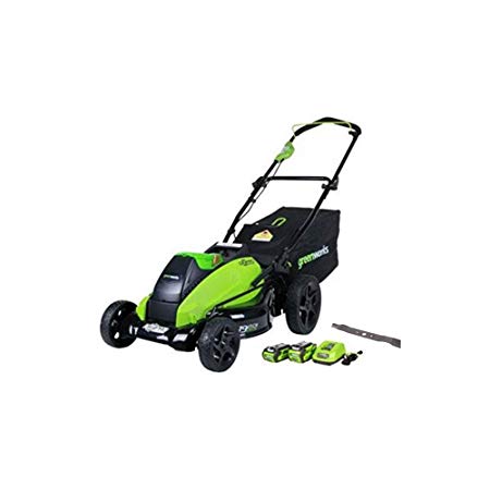 GreenWorks 19-Inch 40V Cordless Lawn Mower with Extra Blade, (1) 4Ah (1) 2Ah Batteries and Charger Included 2500502