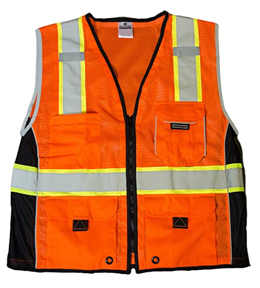 Kishigo 1514 Ultra-Cool Polyester Black Series Heavy Duty Vest, Extra Large, Orange