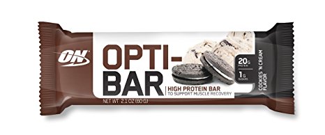 Optimum Nutrition Opti-Bar Protein Bar, Cookies N Creme, 12 Count