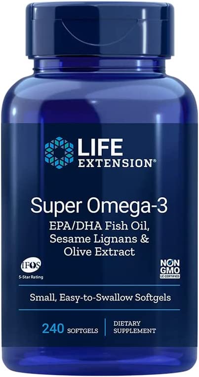 Life Extension, Super Omega-3, with Fish Oil and Essential Fatty Acids, Highly Dosed, 240 Soft Capsules, Laboratory Tested, Gluten-Free, Soya-Free, Non-GMO