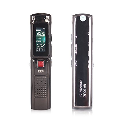 Btopllc 8GB Professional Digital Voice Recorder - Activated Audio Digital Recorder - Portable Rechargeable Dictaphone - Durable lithium battery MP3 Player - with Auto power on/off function - Black