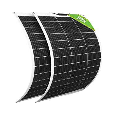 ECO-WORTHY 260W 12V (2 pcs 130W) Flexible Monocrystalline Solar Panel,Waterproof Photovoltaic Module for RV Boat Caravans Roof Cabin and Non-flat Surfaces