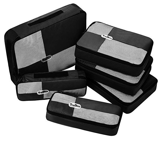 TripDock Various Packing Cubes 6 Set Lightweight Travel Luggage Organizers (4Black(1Large 3Medium 2Slim))