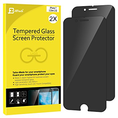 iPhone 7 Screen Protector, JETech 2-Pack Premium Privacy Anti-Spy Tempered Glass Screen Protector for Apple iPhone 7 4.7" (Black) - 0980H