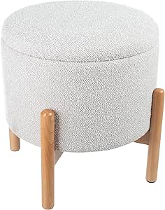 Storage Ottoman - Multipurpose Round Footrest or Storage Organizer with Removable Top for Living Room, Dorm, or Apartment by Lavish Home (Gray)