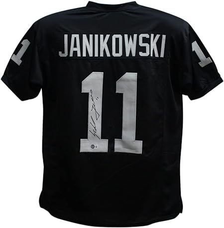 Sebastian Janikowski Autographed/Signed Pro Style Black XL Jersey BAS