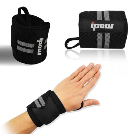 Ipow Adjustable Weight Lifting Training Wrist Straps Support Braces Wraps Belt Protector for Weightlifting Powerlifting Bodybuilding - For Women and Men,set of 2