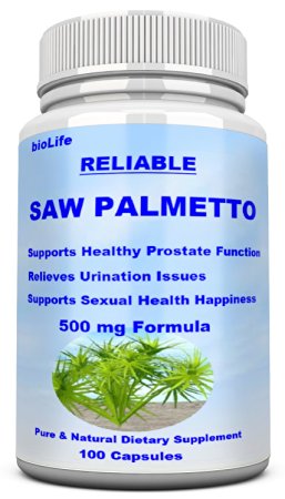 Reliable Saw Palmetto Support 100 Capsules Supplement 500 mg For Prostate Benefit with Berry Powder To Reduce Frequent Urination loss hair and increase healthy activity