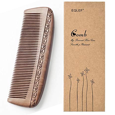Wooden Comb Hair Comb Massage Comb Two Sided Carving Mahogany Comb 17.5cm/6.9'' (Type 2)