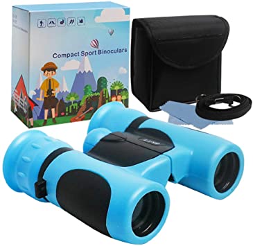 JOCHA Binoculars for Kids 12 Years Boys Girls Bird Watching with Lanyard Small Pocket Folding 8x21 High-Resolution Real Optics Outdoor Play Toys for Camping Hiking Nature Explore Learning (Blue)