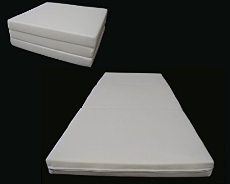 Brand New White Shikibuton Trifold Foam Beds 3" Thick X 27" Wide X 75" Long, 1.8 Lbs High Density Resilient White Foam, Floor Foam Folding Mats.