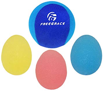 Freegrace Hand Grip Strengthening Stress Relief Squeeze Balls/Squishy Ball Bundle - Hand Exercise & Therapy Set - Great for Kids, Adults & Elders - Physical Rehabilitation