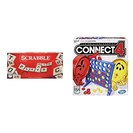 Hasbro Scrabble Crossword Game and Connect 4 Game Bundle