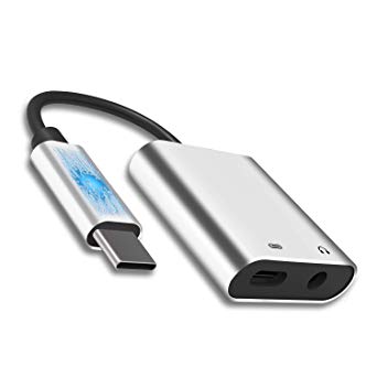 VIMVIP 2 in 1 USB C Audio Charger Adapter,Type C to 3.5mm DAC Aux Headphone Jack Cable with USB-C PD Charging Converter for Google Pixel 2 2 XL, HTC, LG, Huawei, Essential Ph-1, Xiaomi (Silver)