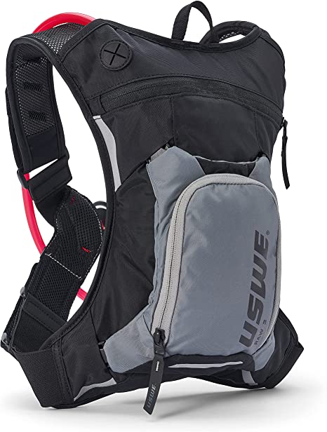 USWE Raw 3L Hydration Pack with 2.0L/ 70oz Water Bladder, a High End, Bounce Free Backpack for Enduro and Off-road Motorcycle, Black Grey