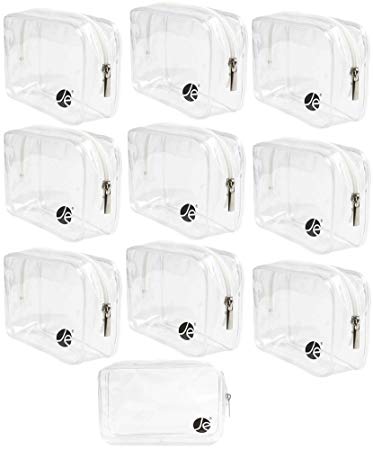 JAVOedge (10 PACK) Clear Cosmetic Makeup Organizing Zipper Bag, Vinyl Plastic Toiletry Case for Travel Accessories,White