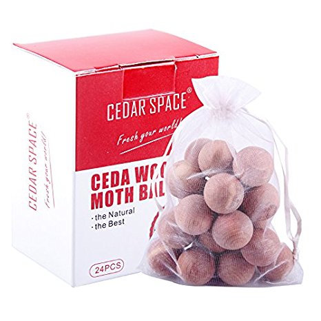 100% Natural Cedar Moth Balls Non-Toxic Moth Protection Eco-Friendly Cedar Balls,Set of 24 with Satin Bag Package
