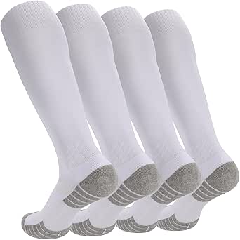 Ultrafun 4 Pairs Soccer Socks Cushioned Knee High Team Sports Football Socks for Men Youth Kids