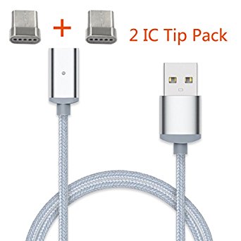 2 pcs IC Tips pack Updated Second generation Type C Magnetic charging cable Compatible with all type C devices (Type C cable 1pc With 2pcs IC Tips)