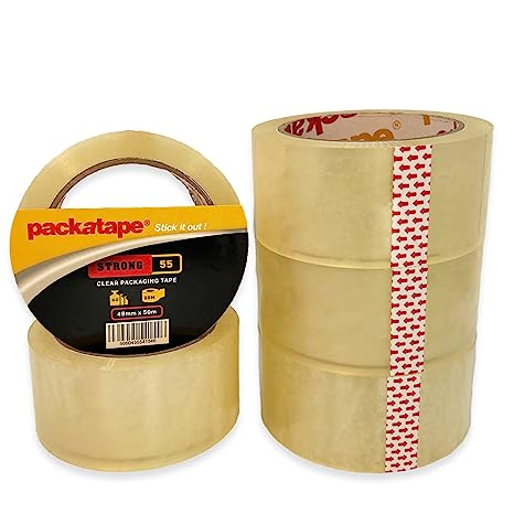 Packatape Packing Tape Strong 5 Rolls Clear Packaging Tape Ideal for Parcel, Packing, Packaging, Storage Cardboard Boxes
