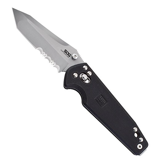 SOG Specialty Knives & Tools MXV72-CP X-Ray Vision Mini Knife with Partially Serrated Folding 3-Inch Steel Blade and GRN Handle, Bead Blasted Finish