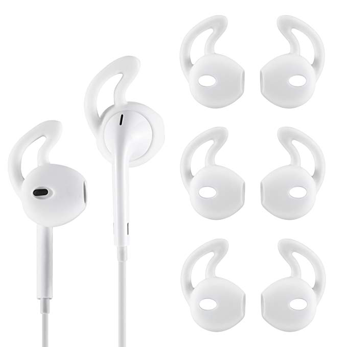 TEEMADE 6 Pieces iPhone Earpods Ear Hooks Silicone Cover Tips Replacement Ear Gels Buds Anti-Slip Silicone Soft Sports Earbud Tips for iPhone Headphones Earphones