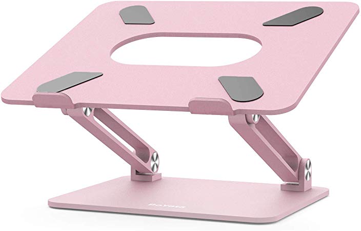 Laptop Stand, Boyata Laptop Holder, Multi-Angle Stand with Heat-Vent to Elevate Laptop, Adjustable Notebook Stand for Laptop up to 17 inches, Compatible for MacBook, HP Laptop and so on - Rose Gold
