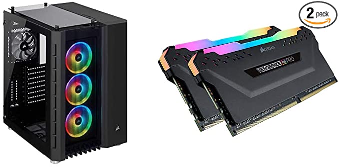 CORSAIR Crystal Series 680X RGB High Airflow Tempered Glass ATX Smart Case, Black & Vengeance RGB Pro 32GB (2x16GB) DDR4 3200 (PC4-25600) C16 Desktop Memory - Black (CMW32GX4M2C3200C16)