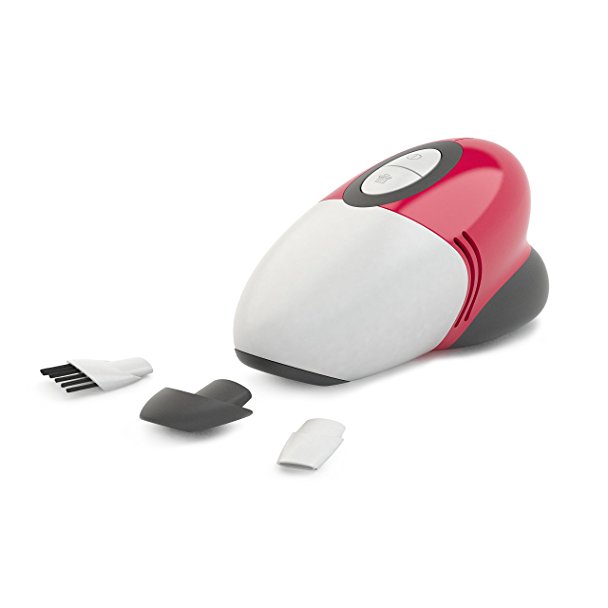 LIVION Mini Desk Vacuum Cleaner, also Suitable for Keyboards (USB/Battery Powered) – Red