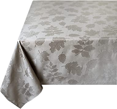 Benson Mills Harvest Legacy Damask Fabric Tablecloth for Fall, Harvest, and Thanksgiving (Grey, 60" x 84" Rectangular)