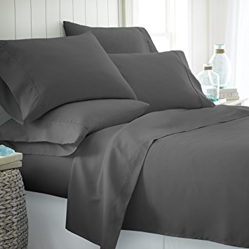 Egyptian Luxury Bed Sheet Set - Hotel Collection With Deep Pockets, Wrinkle and Fade Resistant, Hypoallergenic Sheet and Pillow Case Set (California King, Gray)