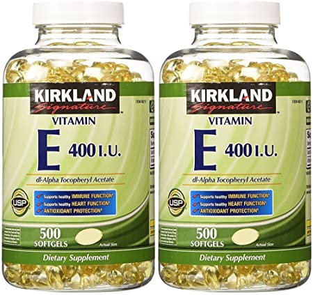 Kirkland Signature Vitamin E 400 IU, 500 Softgels (Pack of 2) (Total of 1000 Softgels)