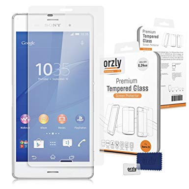 Orzly - Premium Tempered Glass 0.24mm Protective Screen Protector For SONY XPERIA Z3 SmartPhone (NOT Z3V)